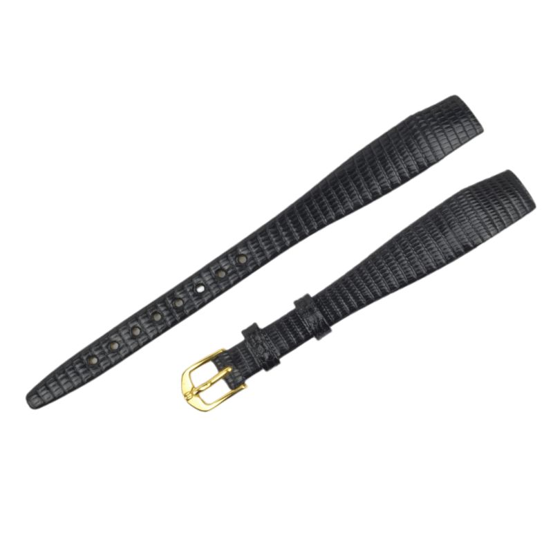Schmidt Lederband für Damen, schwarz, Anstoßbreite 13mm, Uhrenarmband zum Kleben