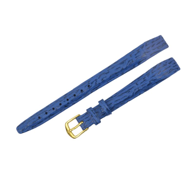 Schmidt Lederband blau, 12mm Anstoßbreite, für Damen Uhrenarmband zum Kleben