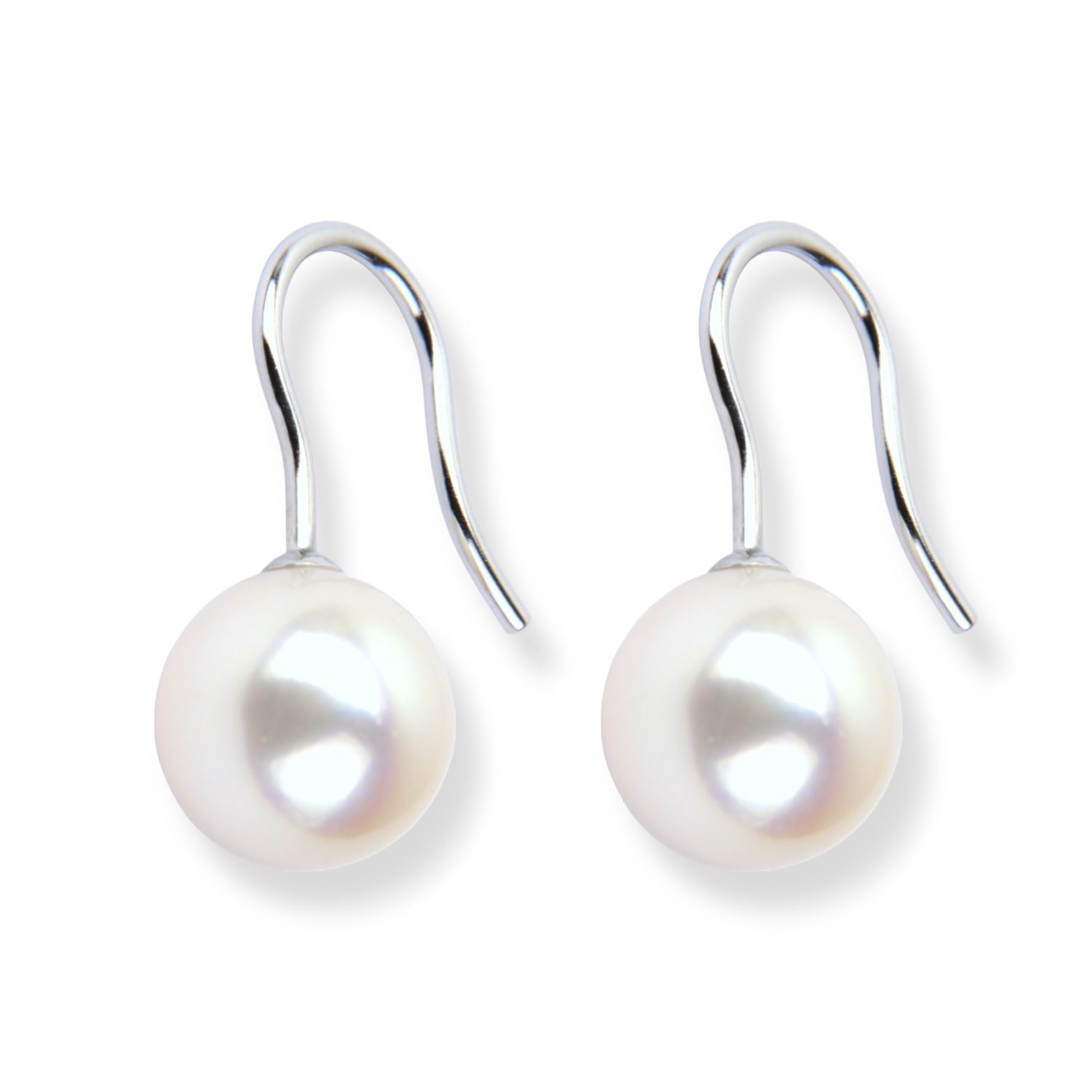 Schmidt Ohrhänger für Damen, 925 Silber, Süßwasserperle Ø10mm, silber und weiß 22mm