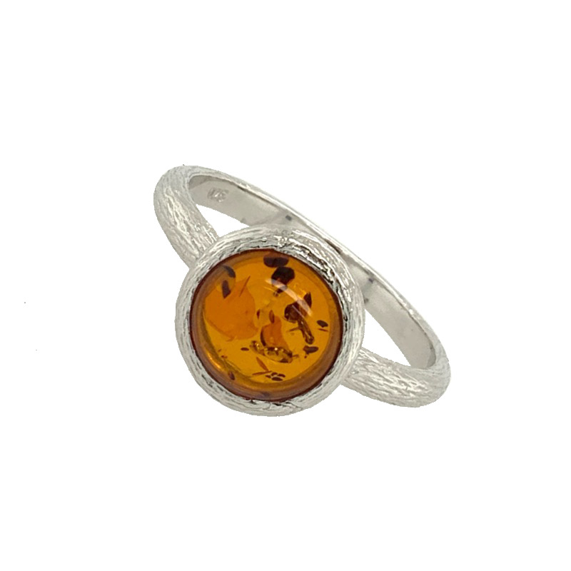 Schmidt Ring Bernstein für Damen, Silber 925, braun & silber, Größe 55
