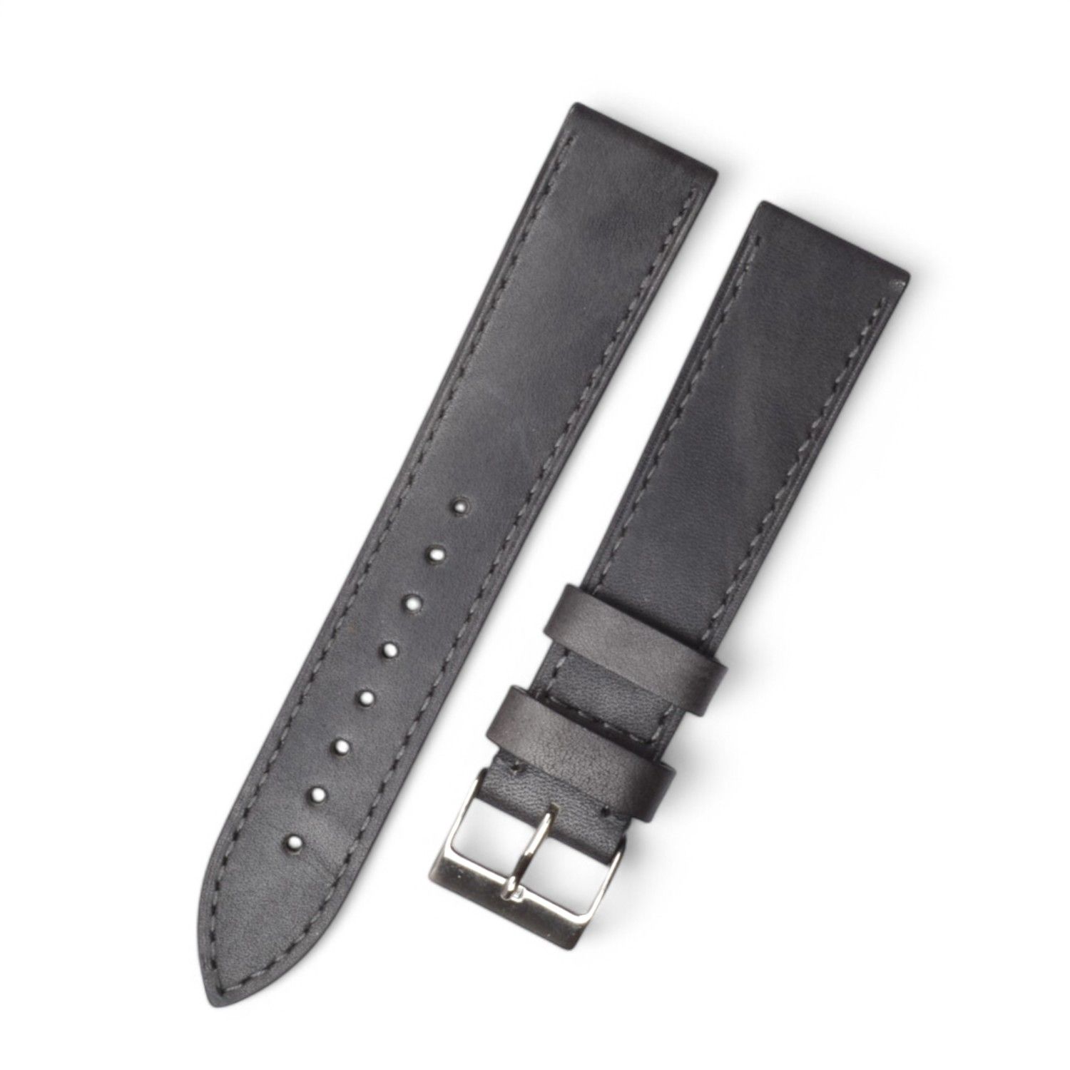 Schmidt Siena Uhrenarmband in Grau, Leder, 20mm Anstoßbreite, Silberne Schließe 18mm