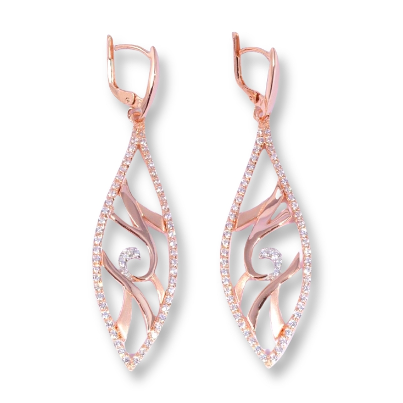 Schmidt Ohrhänger für Damen, 925 Silber vergoldet rosé, mit Zirkonia, roségold