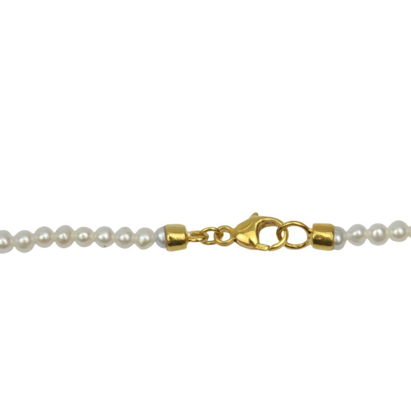 Schmidt Perlenkette für Damen, Süßwasserperlen, 585 Gold 45cm, weiß & gold