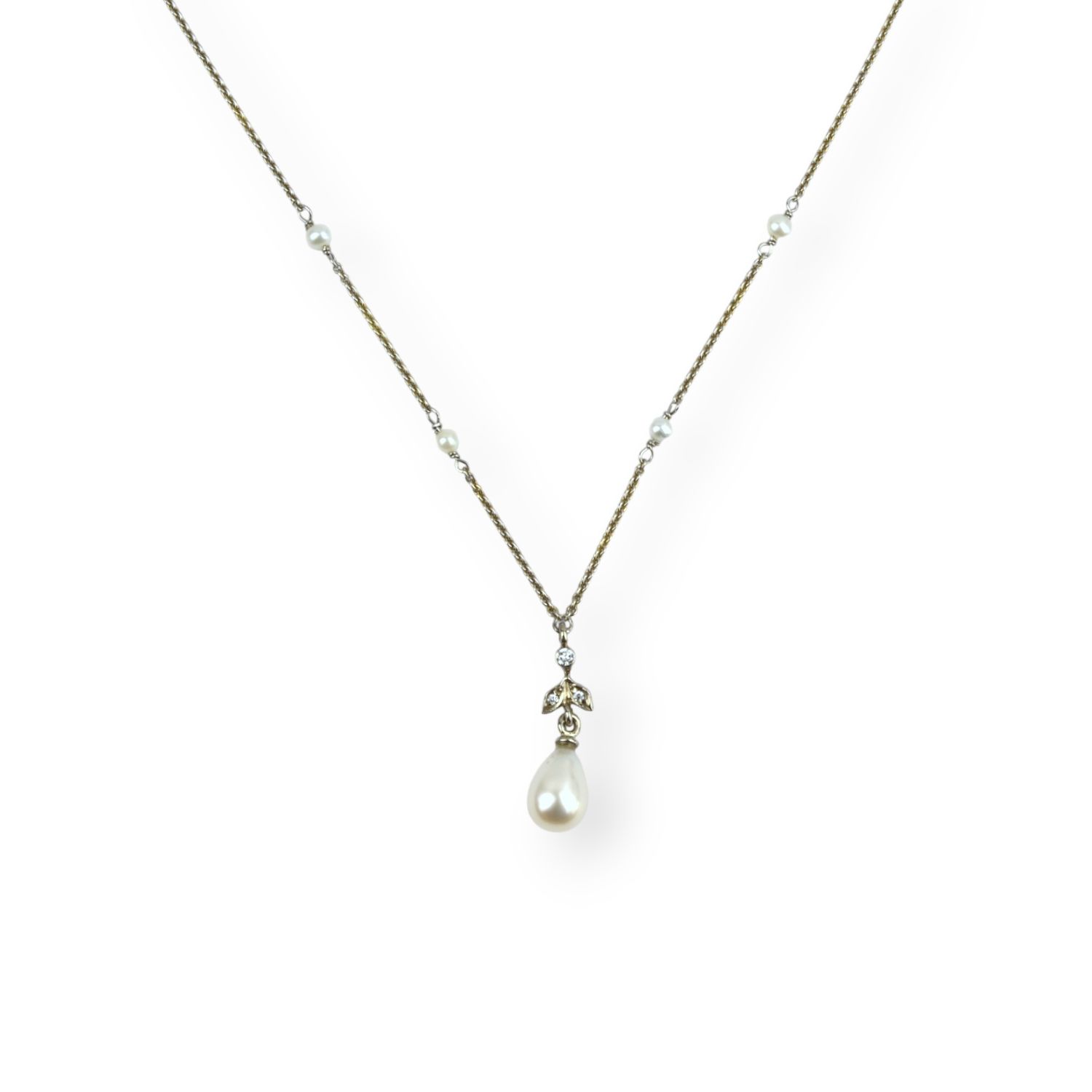 Schmidt Collier Weißgold für Damen, Süßwasser Perle, 2 Brillanten, 43/45 cm