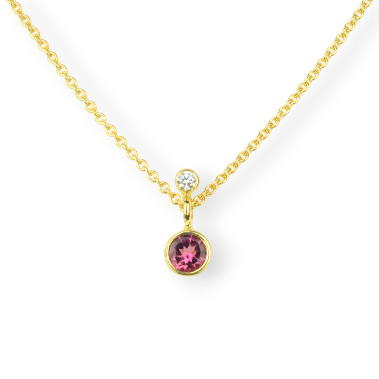 Schmidt Damen Kette 585 Gelbgold mit Turmalin und Brillant Anhänger, 43-45cm