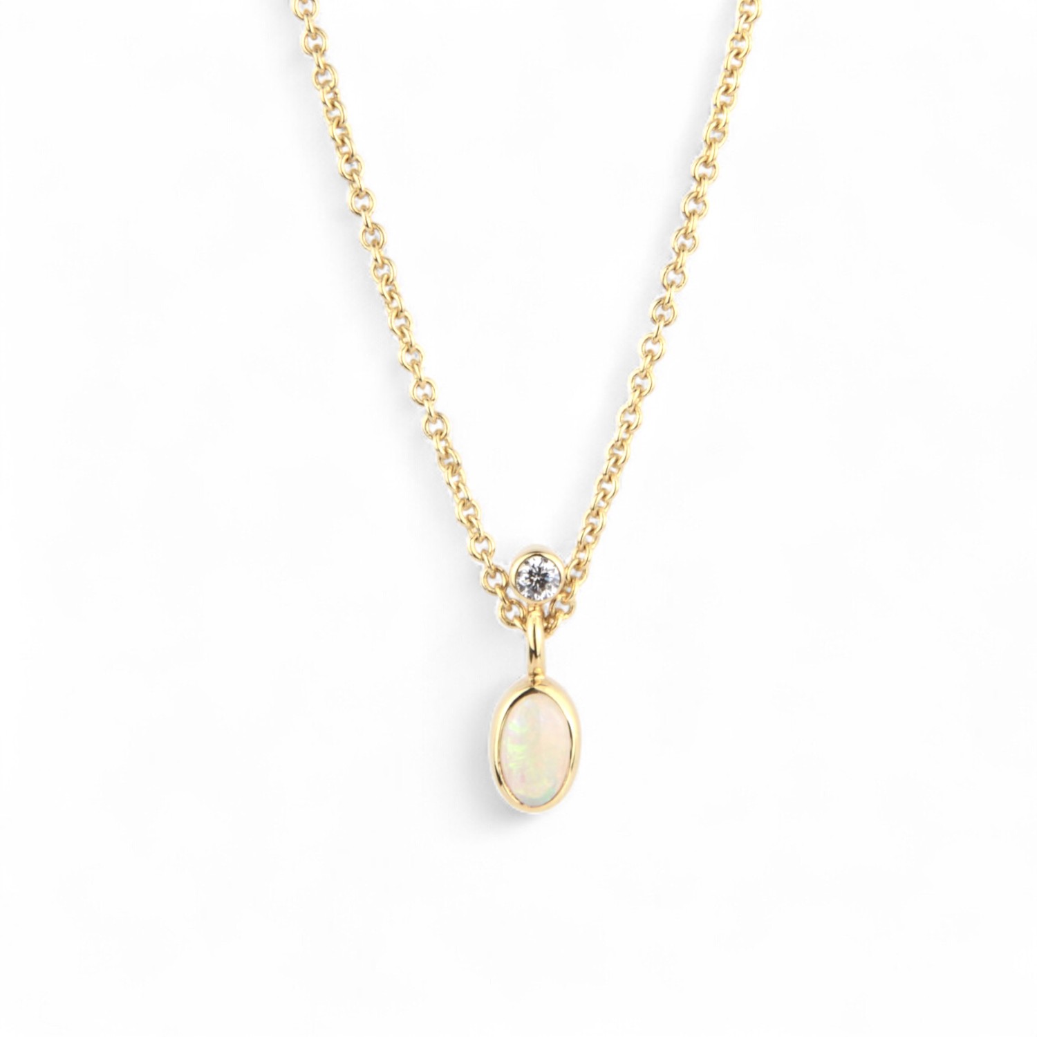 Schmidt Damen Kette mit Opal Anhänger, Brillant, 585 Gelbgold, 43-45cm