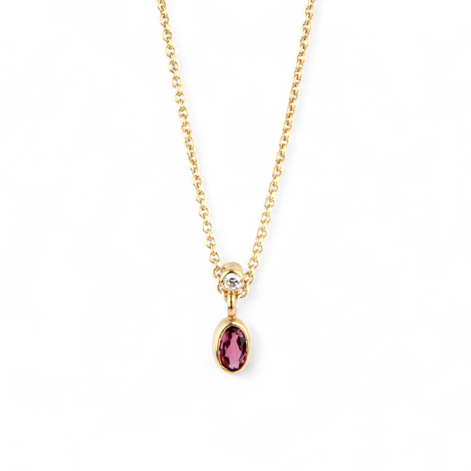 Schmidt Damen Kette in Gelbgold 585 mit Turmalin & Brillant Anhänger, 43-45cm
