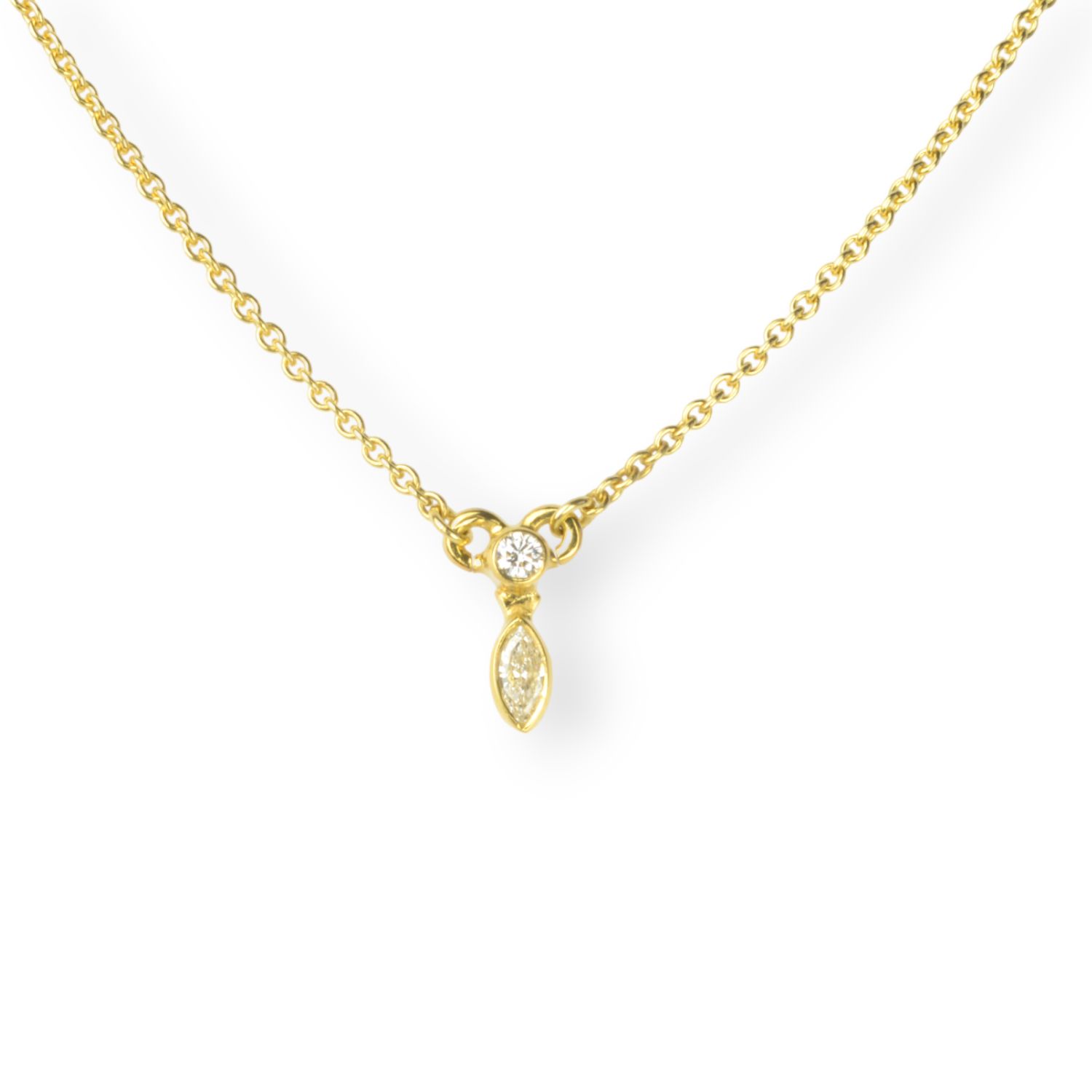 Schmidt Kette für Damen, 585 Gelbgold, mit Diamant Navette & Brillant, 0,09 ct, 43/45cm