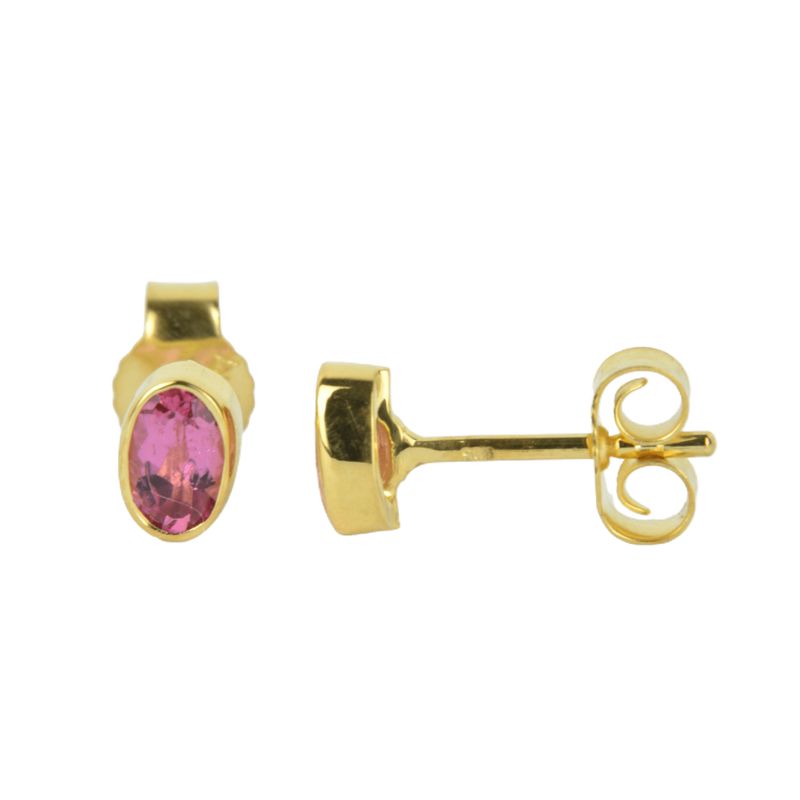 Schmidt Ohrstecker für Damen 585 Gold, rosa Turmalin oval, 4x6mm
