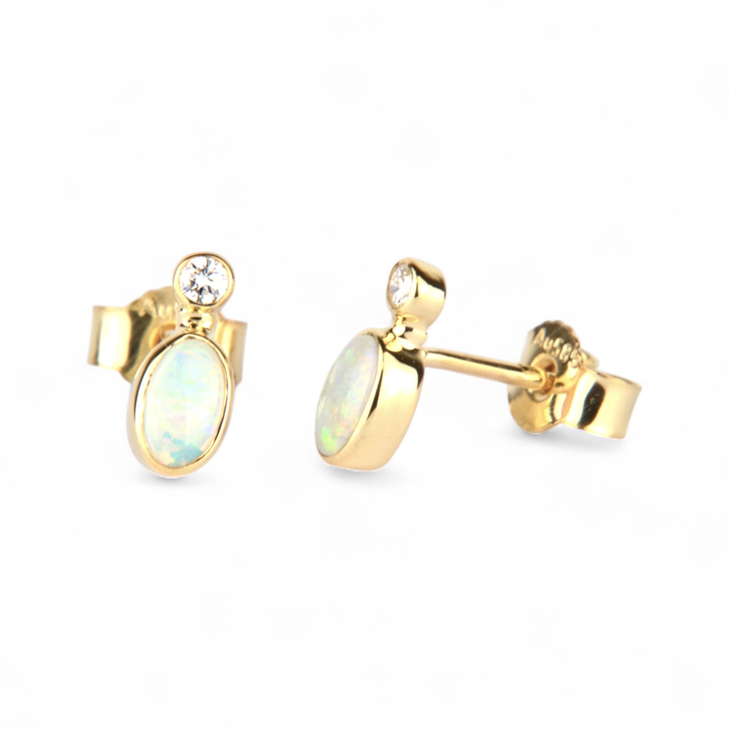 Schmidt Ohrstecker für Damen, 585 Gold mit Opal und 0,06 ct Brillant, goldfarben