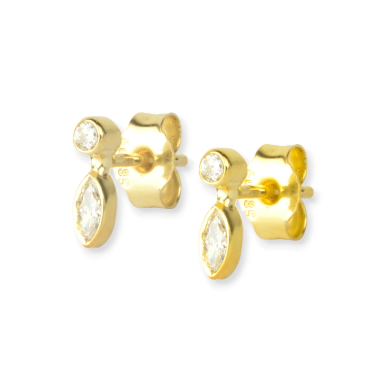 Schmidt Ohrstecker für Damen, Gelbgold 585, Diamant Navette, 0,18 ct, VSI