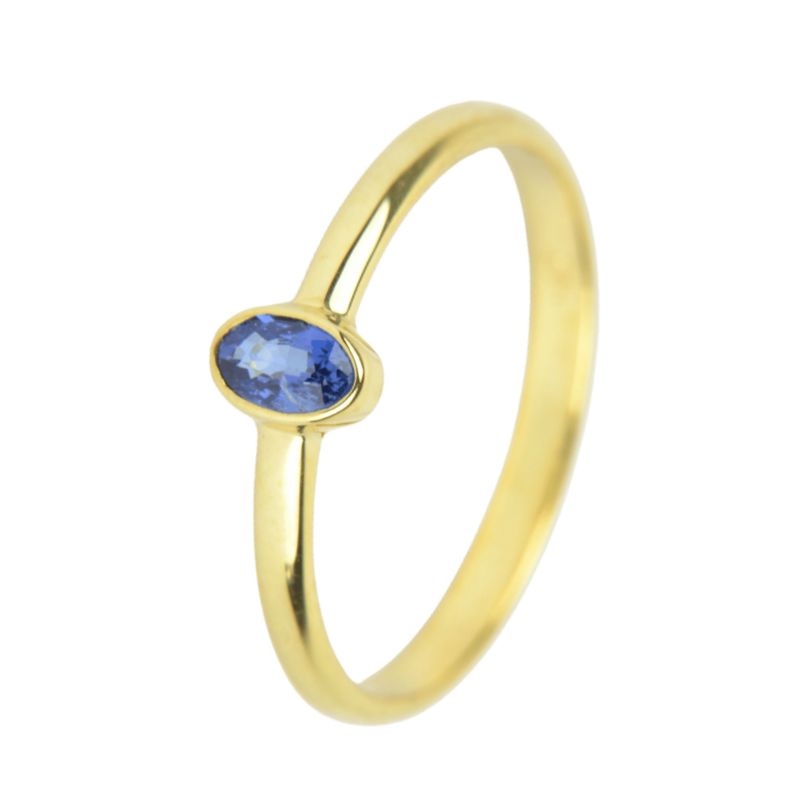 Schmidt Damenring in Gold 585 mit blauem Saphir, Ringgröße 55, Fassung 4x6mm