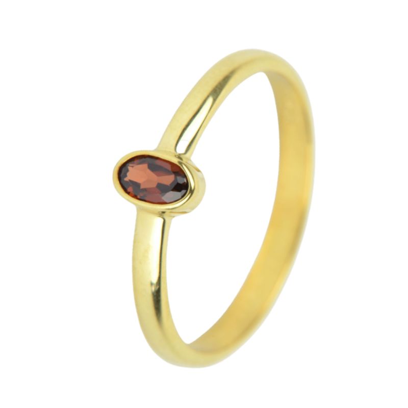 Schmidt Damenring 585 Gold, Rotgold mit 4*6mm Granat, Größe 55