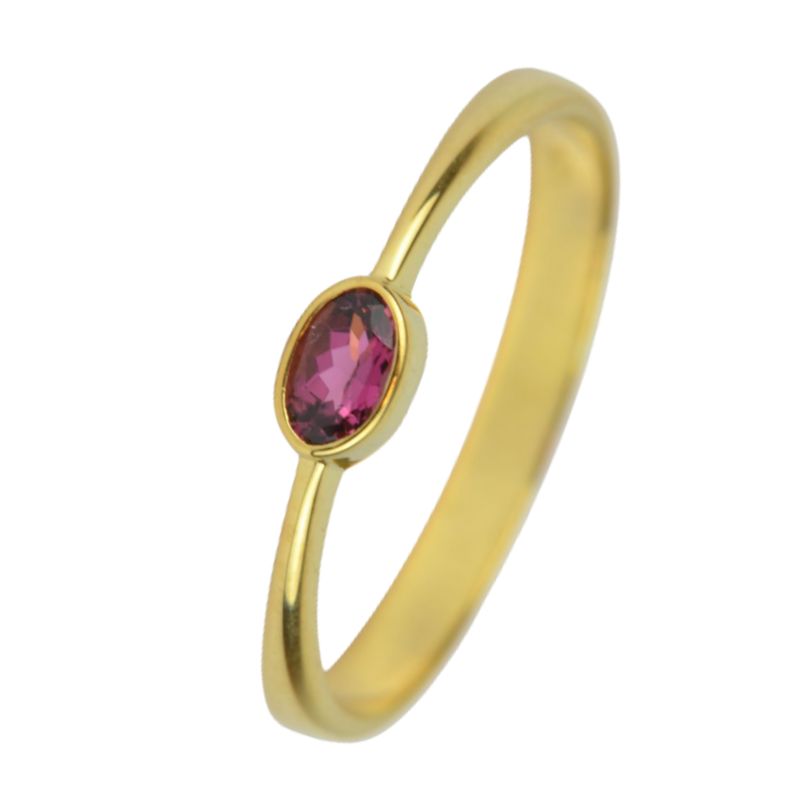 Schmidt Damenring Gold 585 mit Rubellit, Größe 54, rot-gold, 3,5mm breit