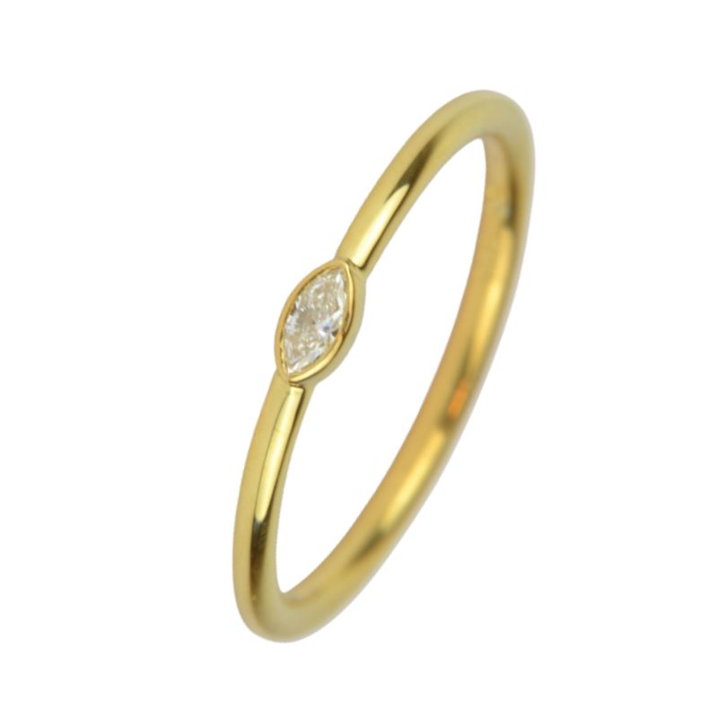 Schmidt Verlobungsring Damen, 585 Gold, 0,07 ct Diamant Navette, Größe 54