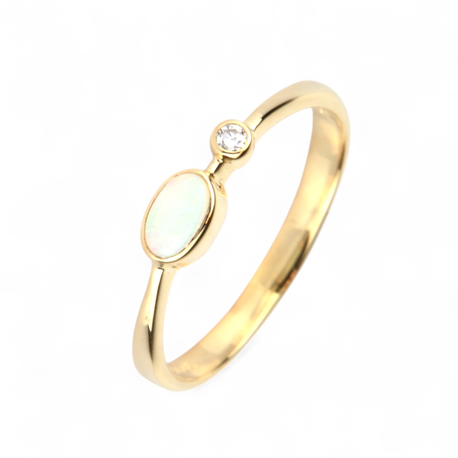 Schmidt Damenring aus 585 Gold mit Opal & 0,03ct Brillant, Ringgröße 53