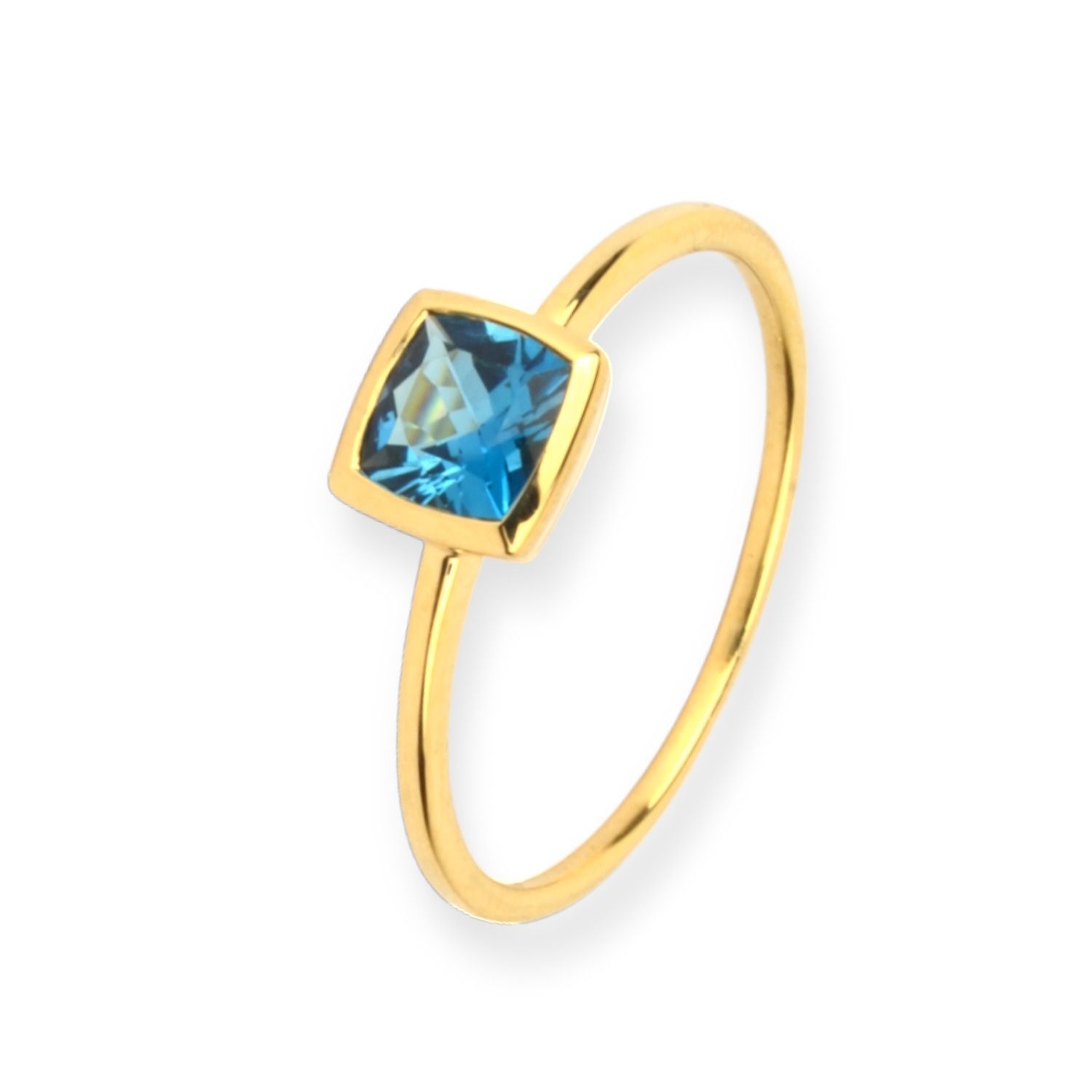 Schmidt Damenring 750 Gold, Topas London Blue, Größe 54, Gold & Blau