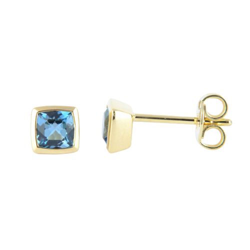 Schmidt Ohrstecker für Damen, 750 Gold, 5mm, London Blue Topas, gold-blau