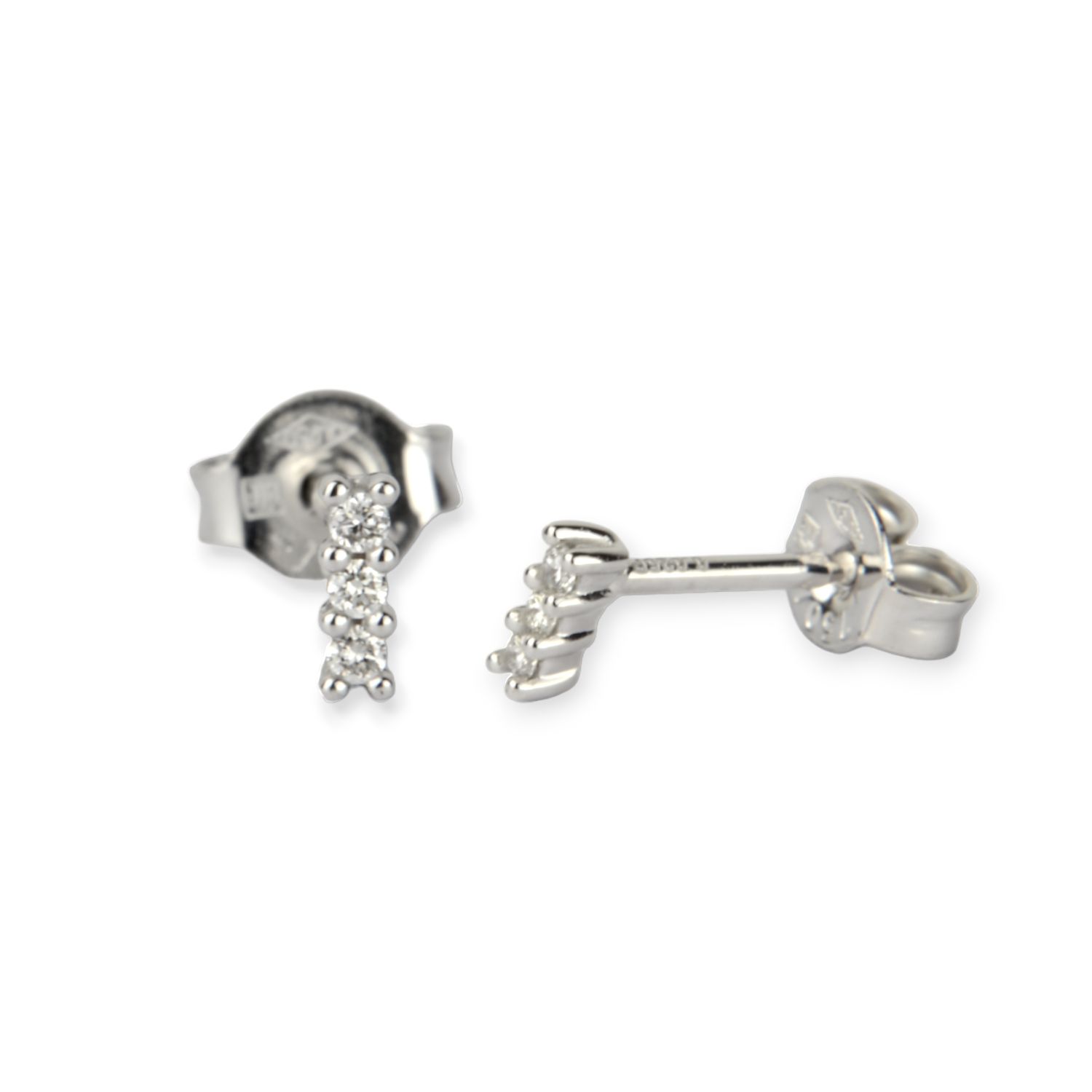 Schmidt Ohrstecker Weißgold 750, 6 Brillanten 0.05ct, Silber Damen