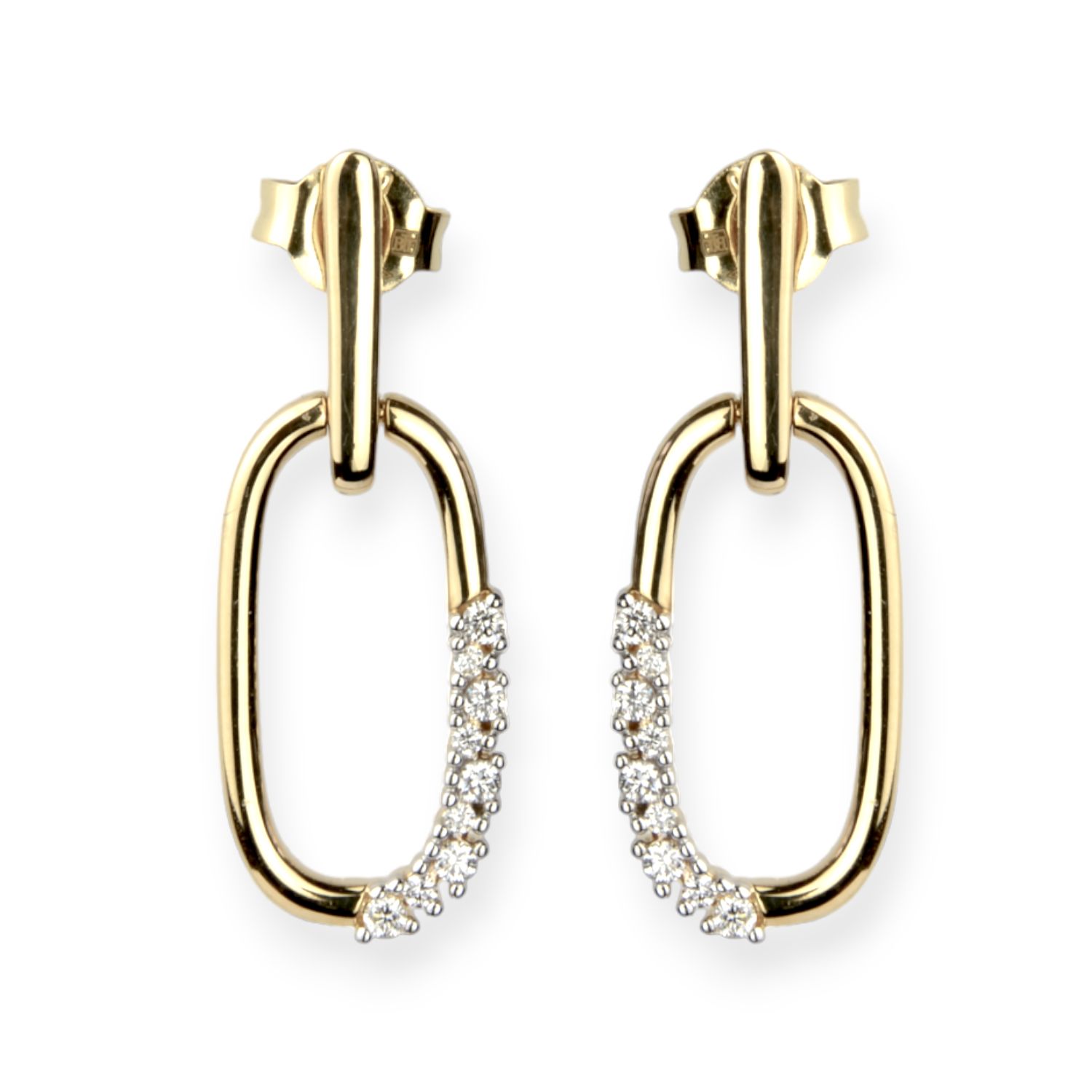 Schmidt Ohrstecker für Damen, 18 Brillanten 0.17ct, 750 Gold, 26.5x10mm, oval