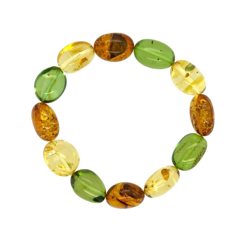 Schmidt Armband für Damen, Bernstein in Grün & Braun, Ø 12mm, 20cm