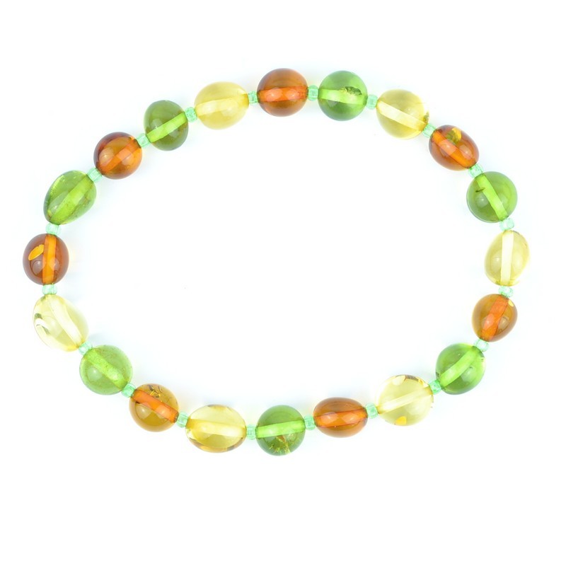 Schmidt Armband für Damen mit grünem und braunem Bernstein, Armschmuck