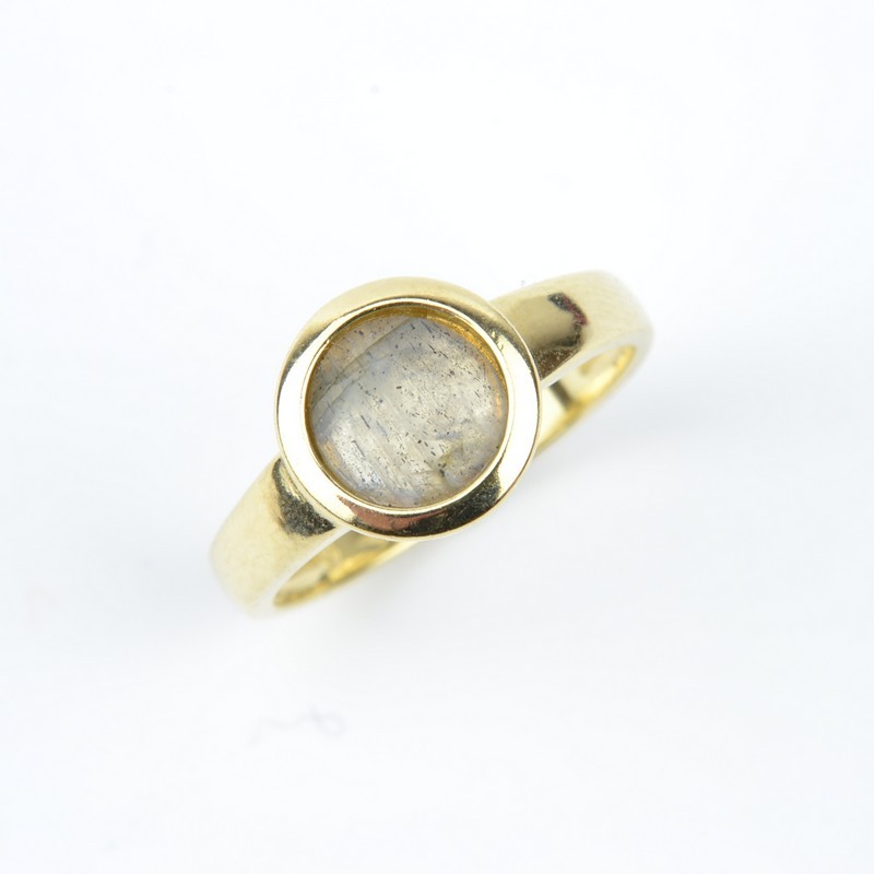 Schmidt Damenring, 925 Silber vergoldet, Labradorit, Ringgröße 55, gold-braun
