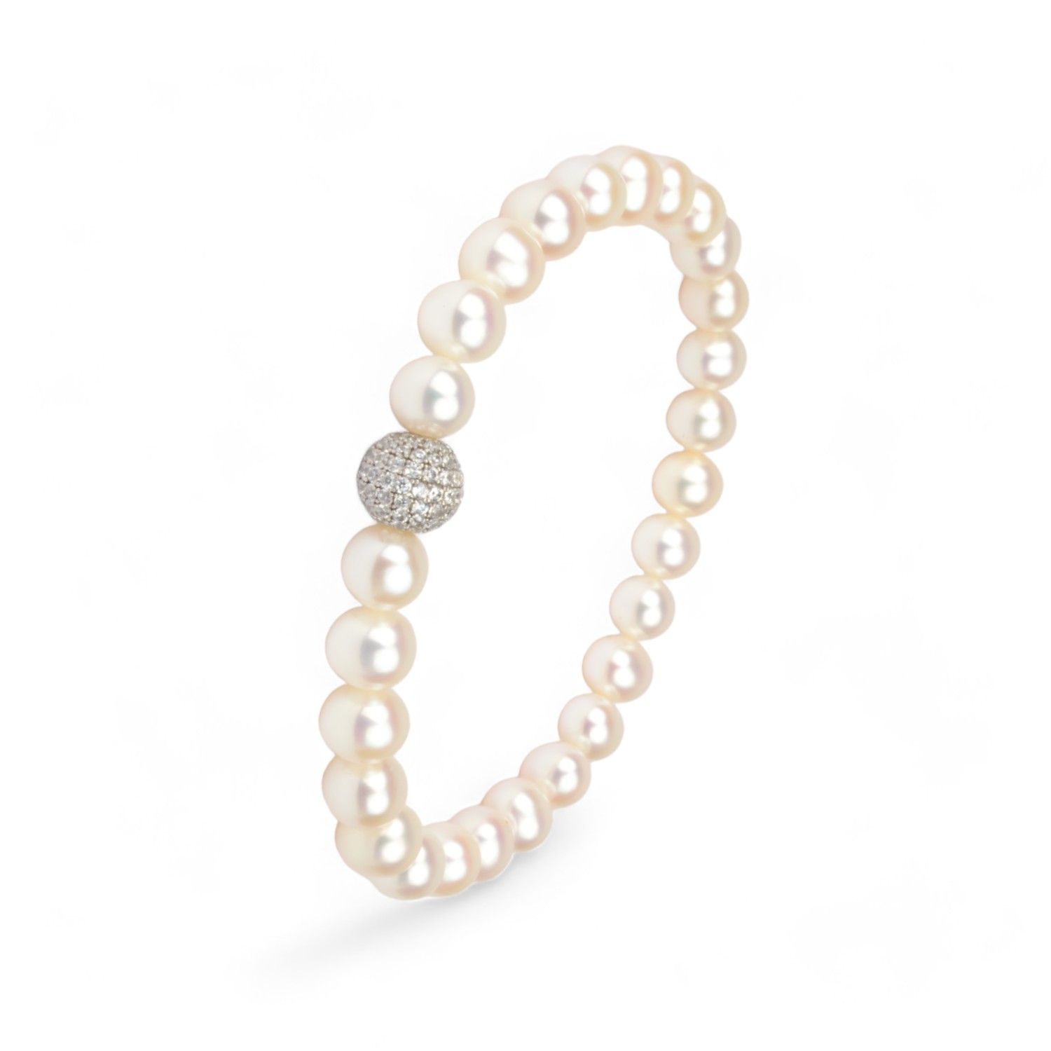 Schmidt Perlenarmband für Damen, 925 Silber mit Zirkonia, 19cm