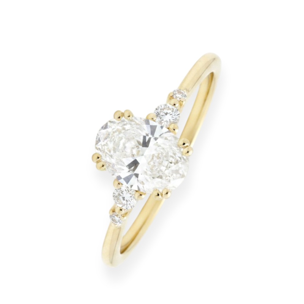 Rubin Verlobungsring Damen 585 Gold mit 4 Brillanten 0,07 ct – goldfarben, Größe 53