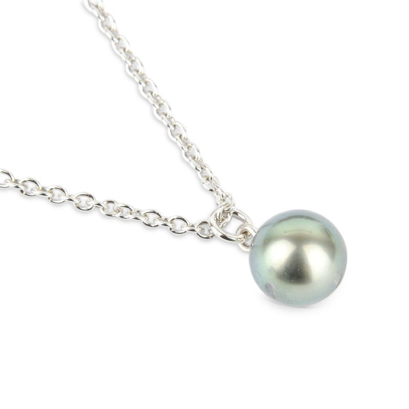 Schmidt Damen Kette 925 Silber mit Tahiti-Zuchtperle Anhänger, 45cm, Grau-Silber