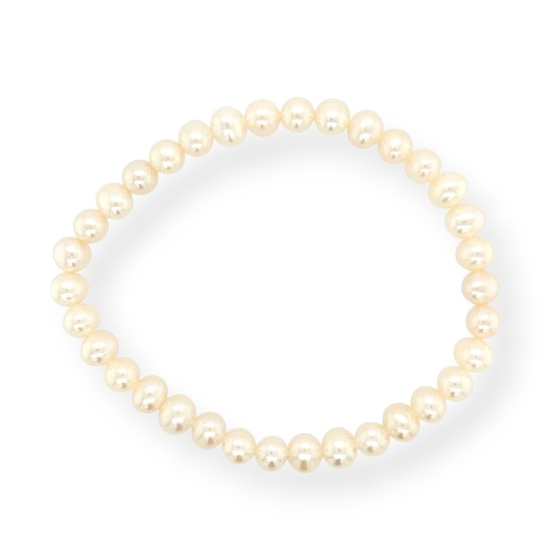 Schmidt Armband Perle für Damen, Süsswasserperlen weiß, 6mm, 19,5cm