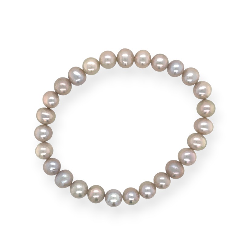 Schmidt Damen Armband mit Süßwasserperlen, 7.5-8mm, grau, 19.5cm Länge