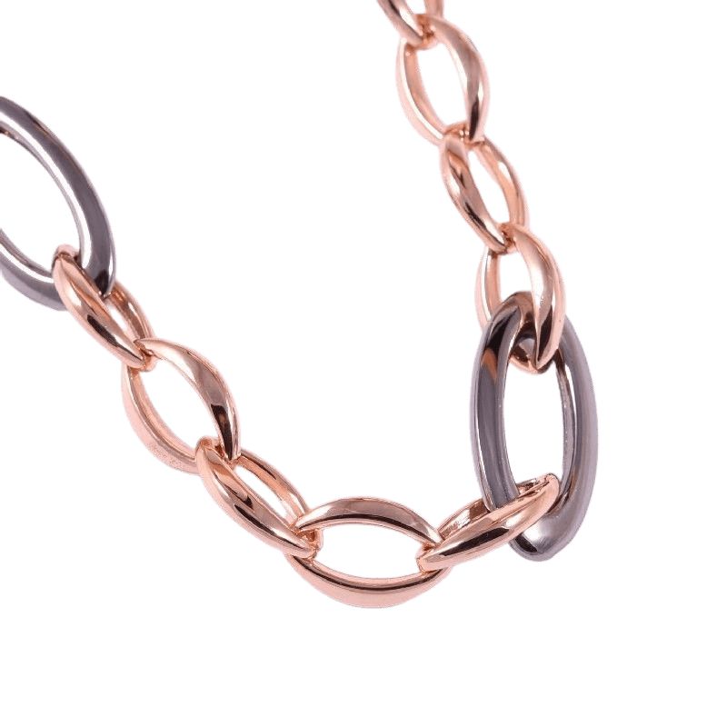 Schmidt Damen Collier 925 Silber vergoldet rosé, schwarz rhod., 45 cm Kette