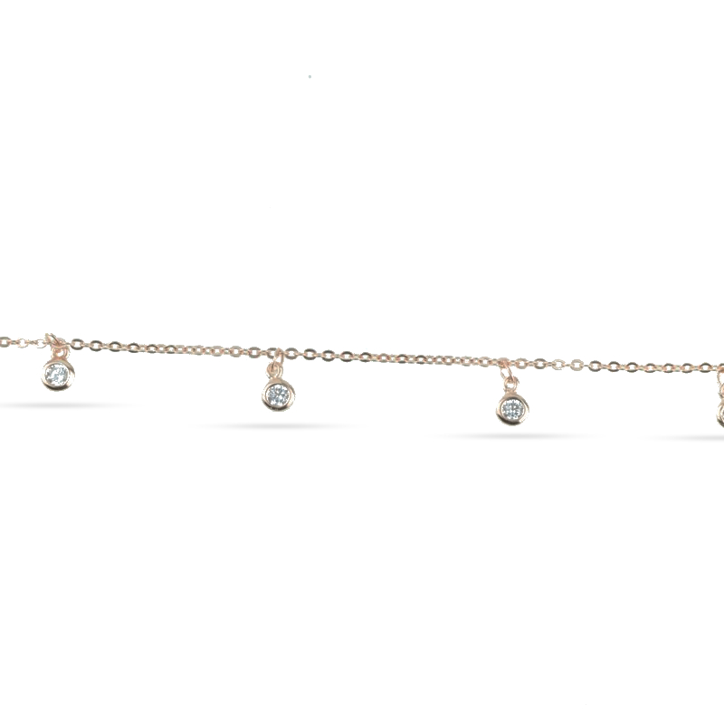 Schmidt Damen Fußkette 925 Silber vergoldet, Zirkonia, rot, 21,5+3,5 cm