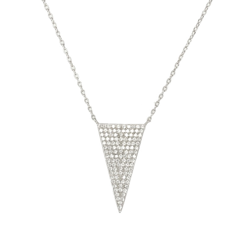 Schmidt Collier Dreieck für Damen, 925er Silber mit Zirkonia, 40-45cm