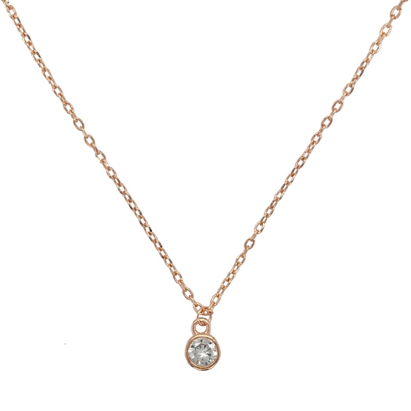 Schmidt Damen Collier in Roségold, 925 Silber vergoldet, mit Zirkonia, Kettenlänge 40-45cm