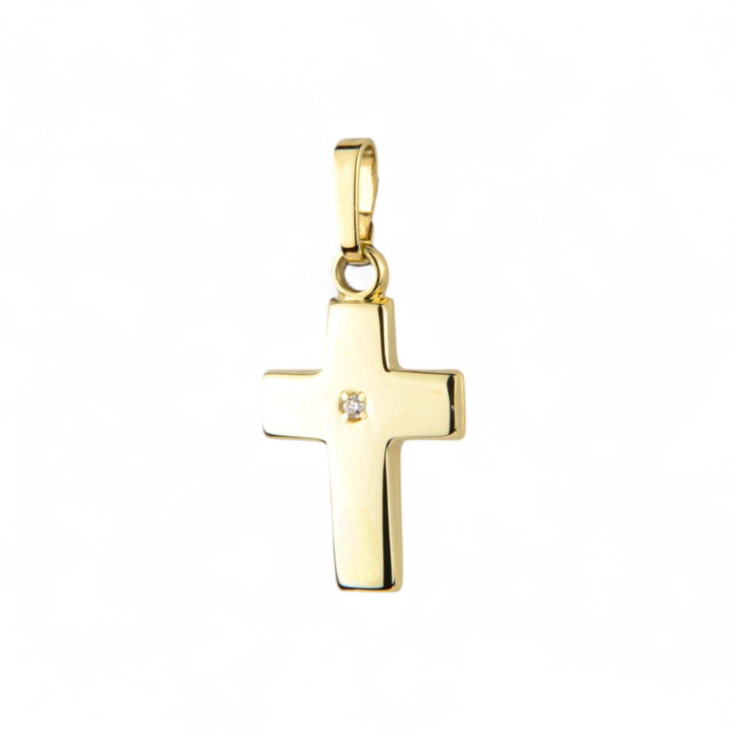 Schmidt Anhänger Kreuz 585 Gold mit 0.005ct Brillant SI, 10x13mm, für alle