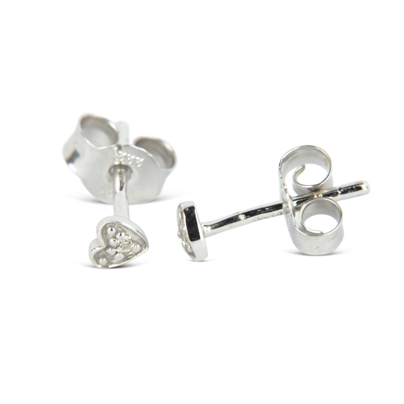 Schmidt Ohrstecker Herz für Damen, 333 Gold mit Zirkonia, silberfarben