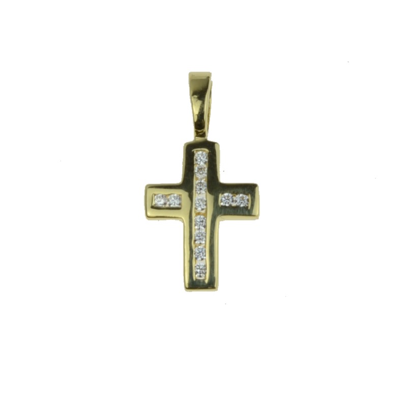 Schmidt Kreuzanhänger vergoldet mit Zirkonia, 925 Silber, Damen, 17x8,5mm