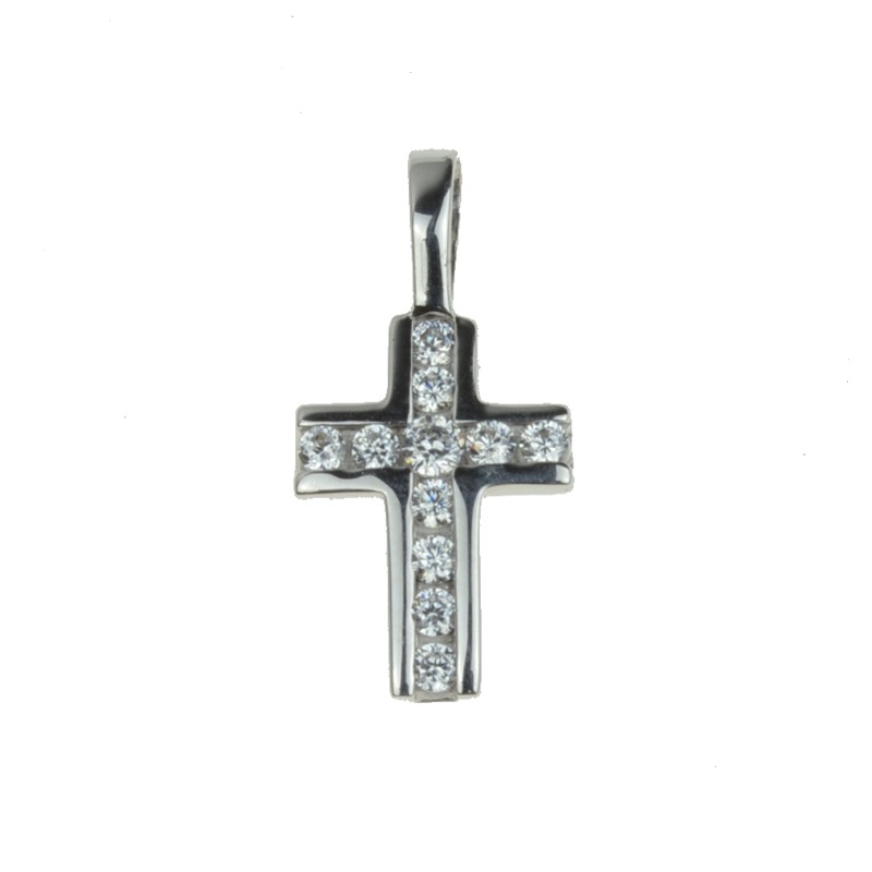 Schmidt Kreuzanhänger für Damen, 925 Silber vergoldet, Zirkonia, 20x10mm