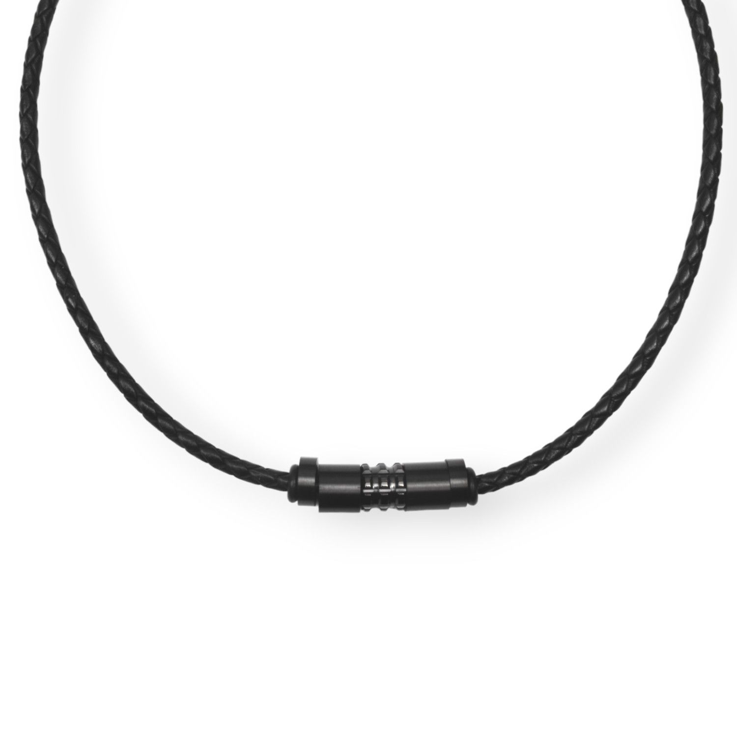 Schmidt Herren Lederkette, schwarz, Edelstahl, verstellbar 45+5 cm