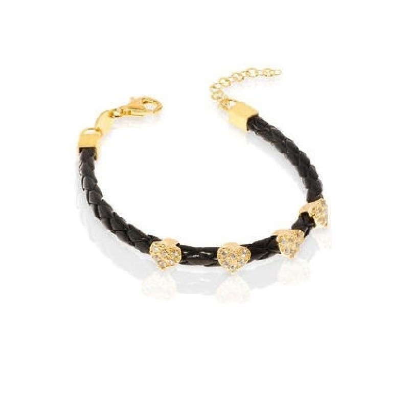 Schmidt Armband für Damen in Gold, 925 Silber vergoldet mit schwarzen Details