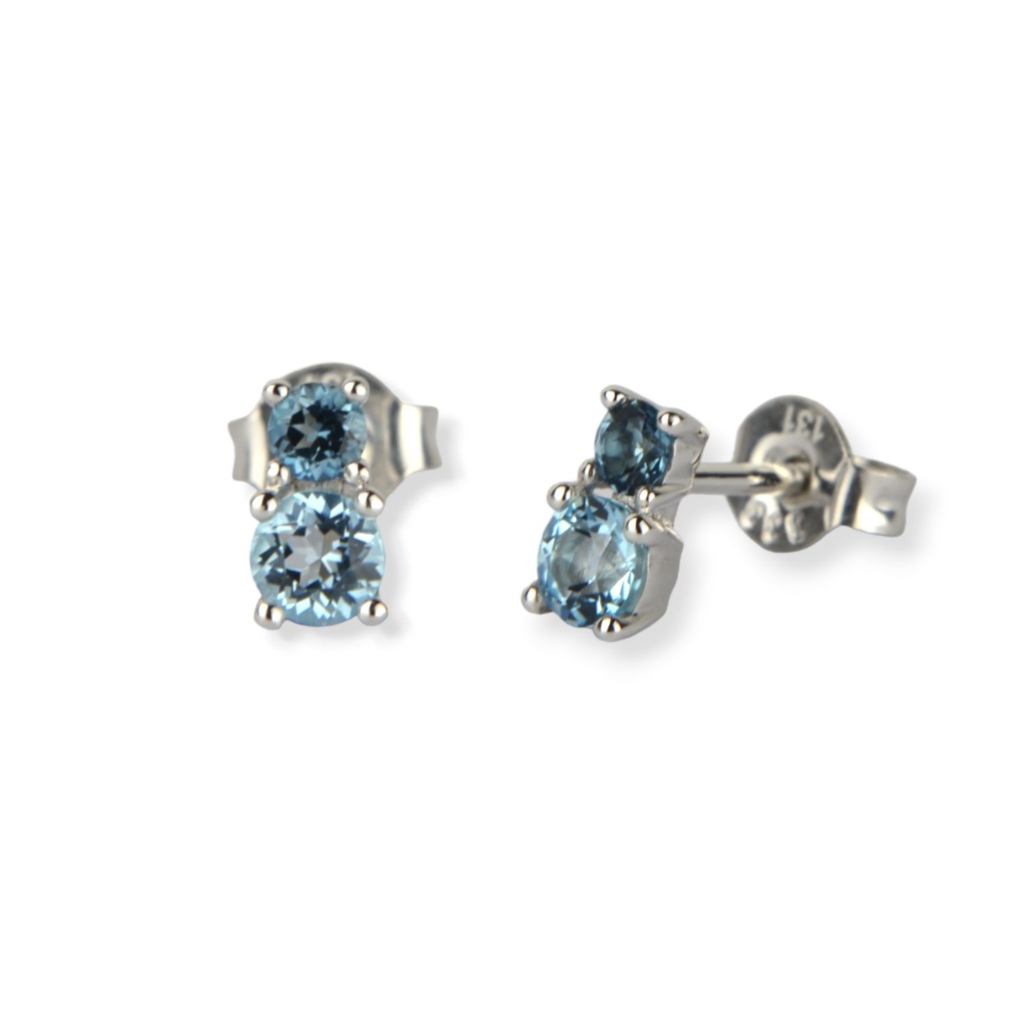 Schmidt Ohrstecker für Damen aus 333 Weißgold mit blauem Topas, 6,4x3,5 mm
