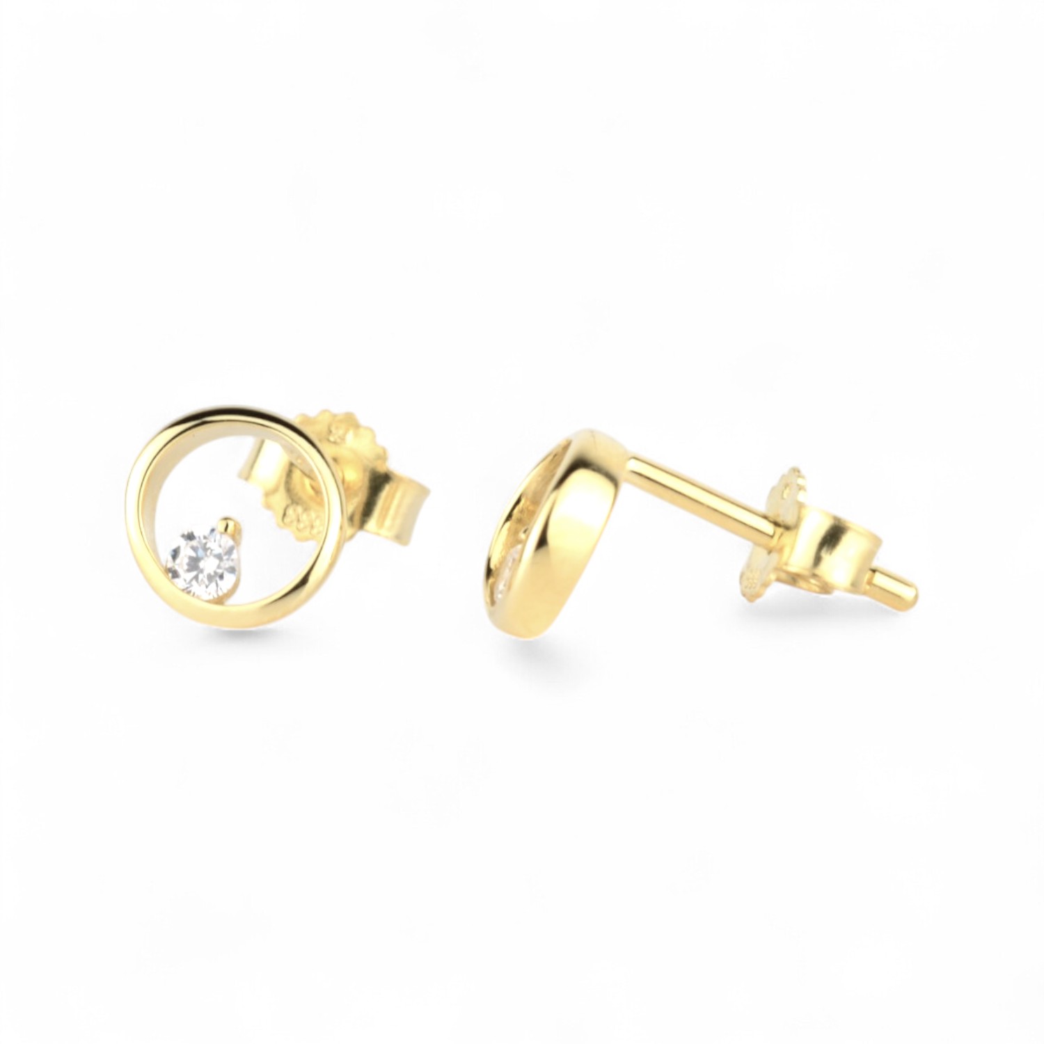 Schmidt Ohrstecker für Damen, 333 Gold, 6,8mm mit Zirkonia, goldfarben