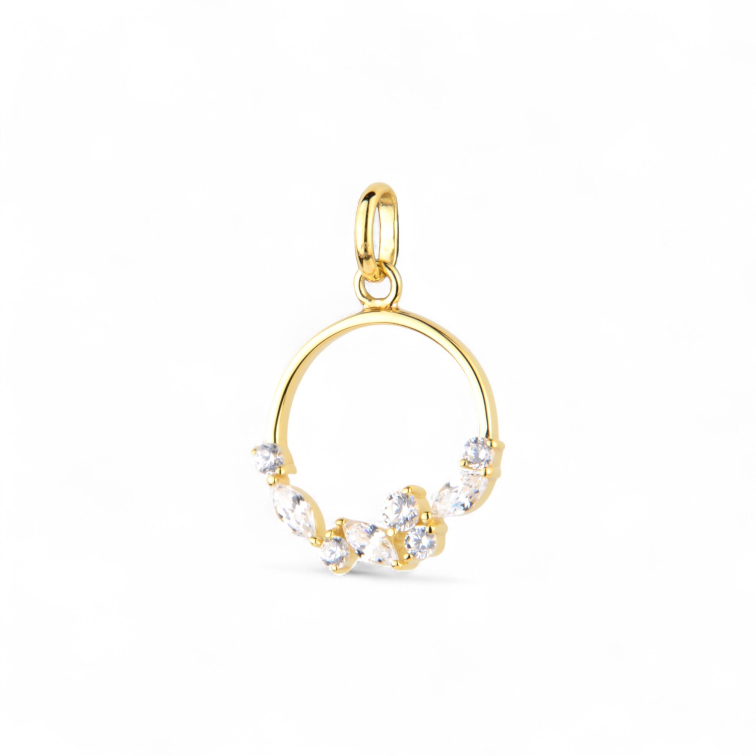 Schmidt Anhänger für Damen, 14mm, 333 Gold mit Zirkonia, goldfarben