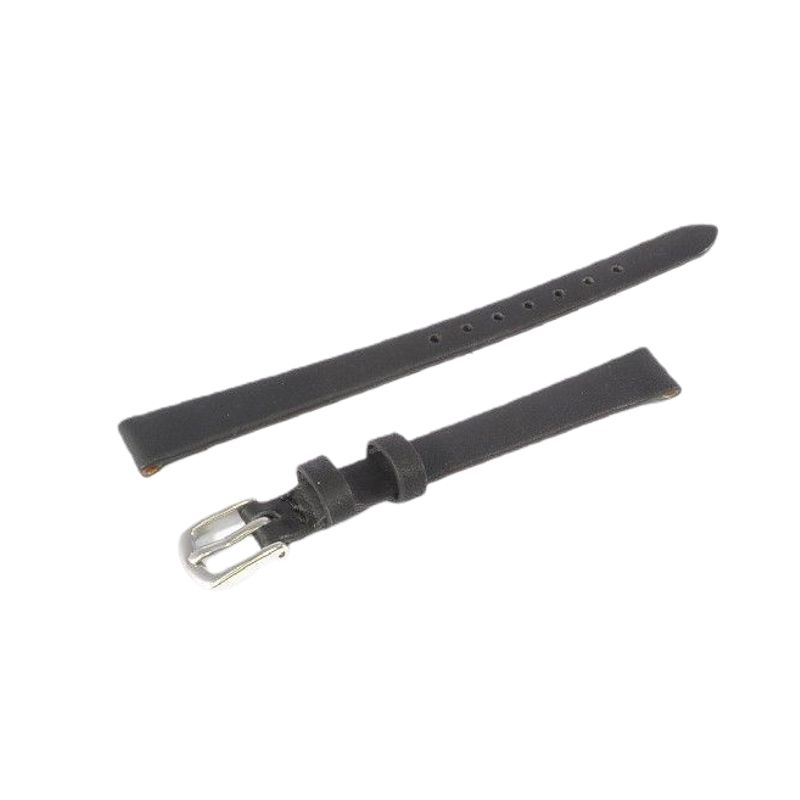 Schmidt Uhrenarmband für Damen, Leder, schwarz, 6mm Anstoßbreite