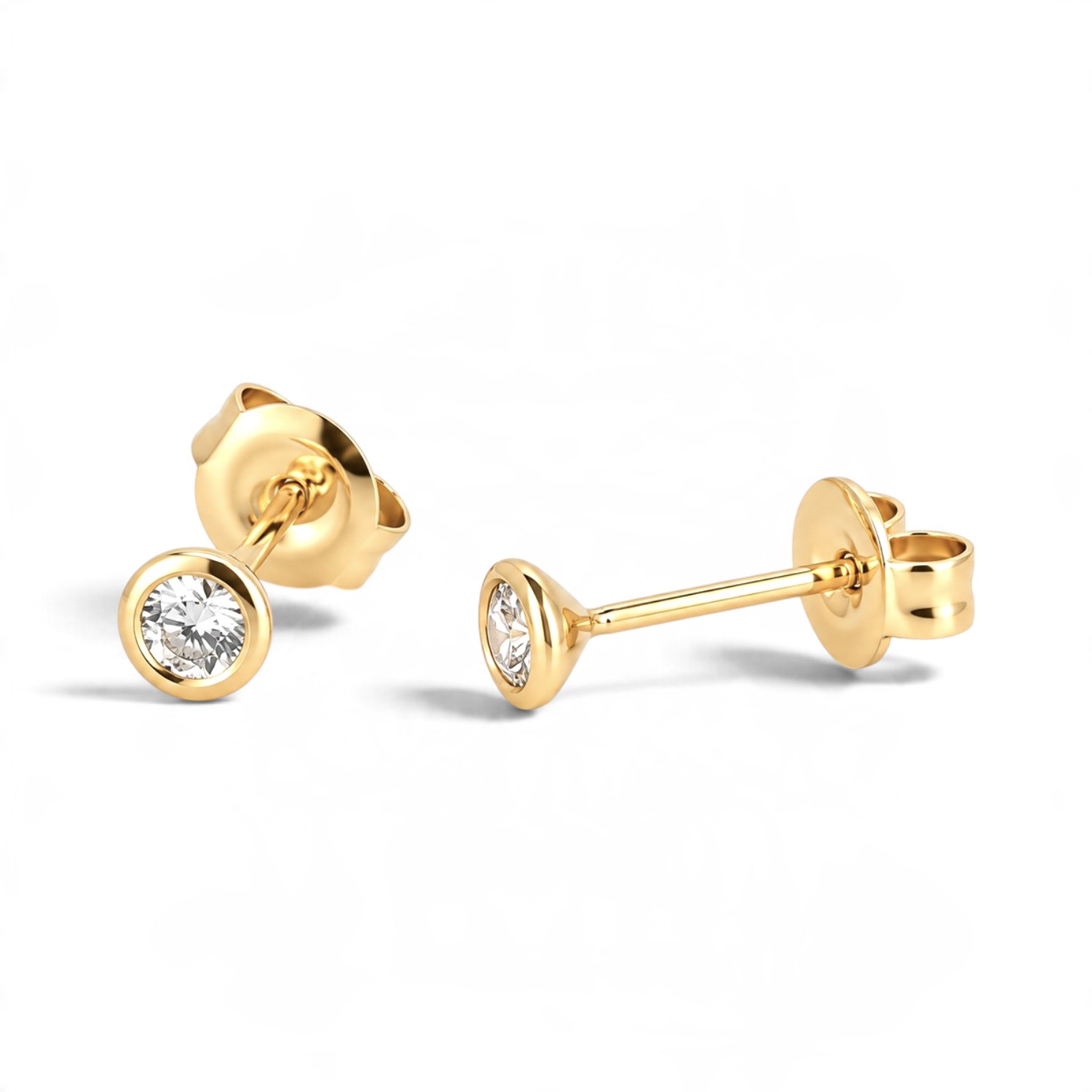 Schmidt Ohrstecker mit Zirkonia – 585 Gold, goldfarben, ca. 4 mm, Damen