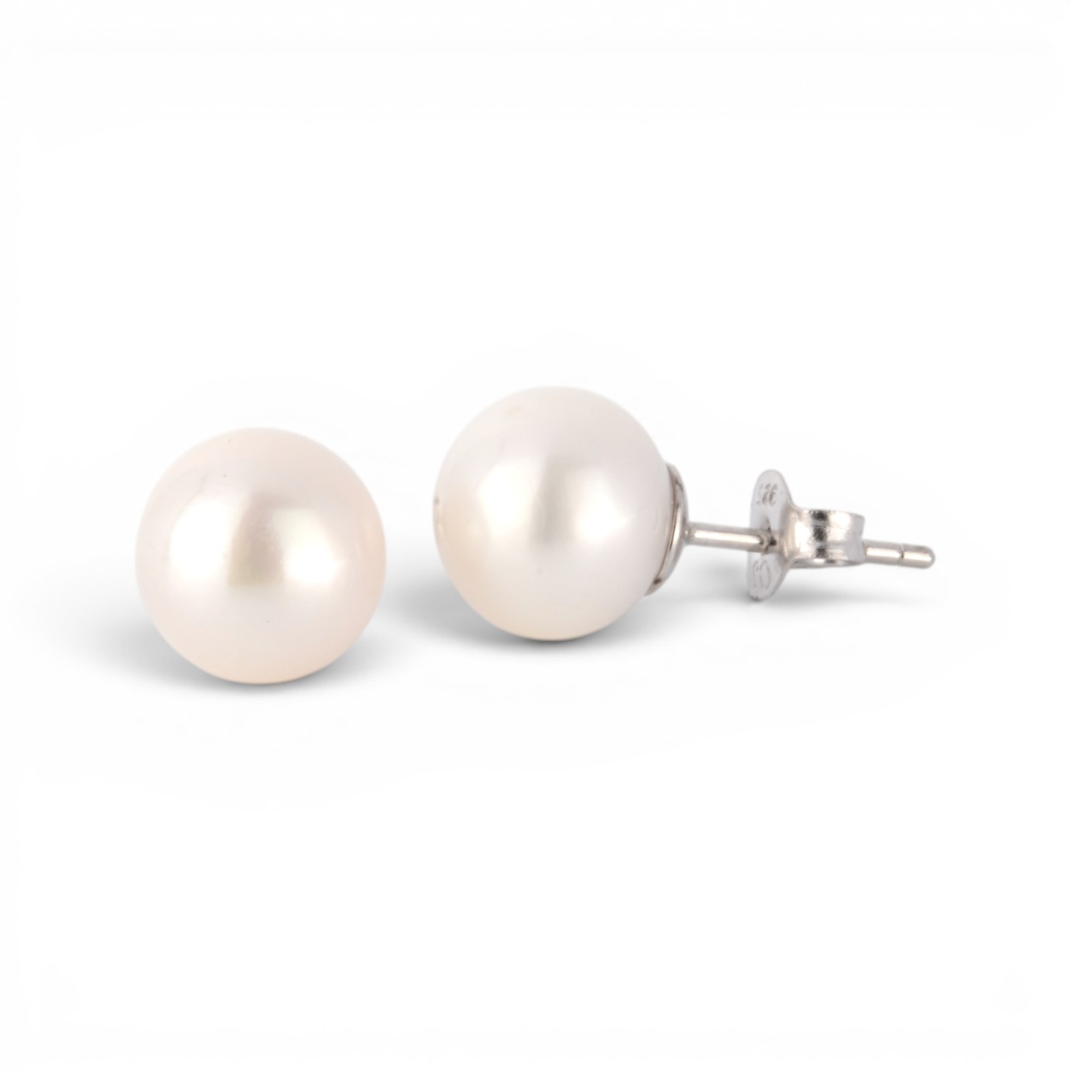 Schmidt Ohrstecker mit 9-9,5mm Süßwasserperle aus 925 Silber für Damen, silberfarben und elegant