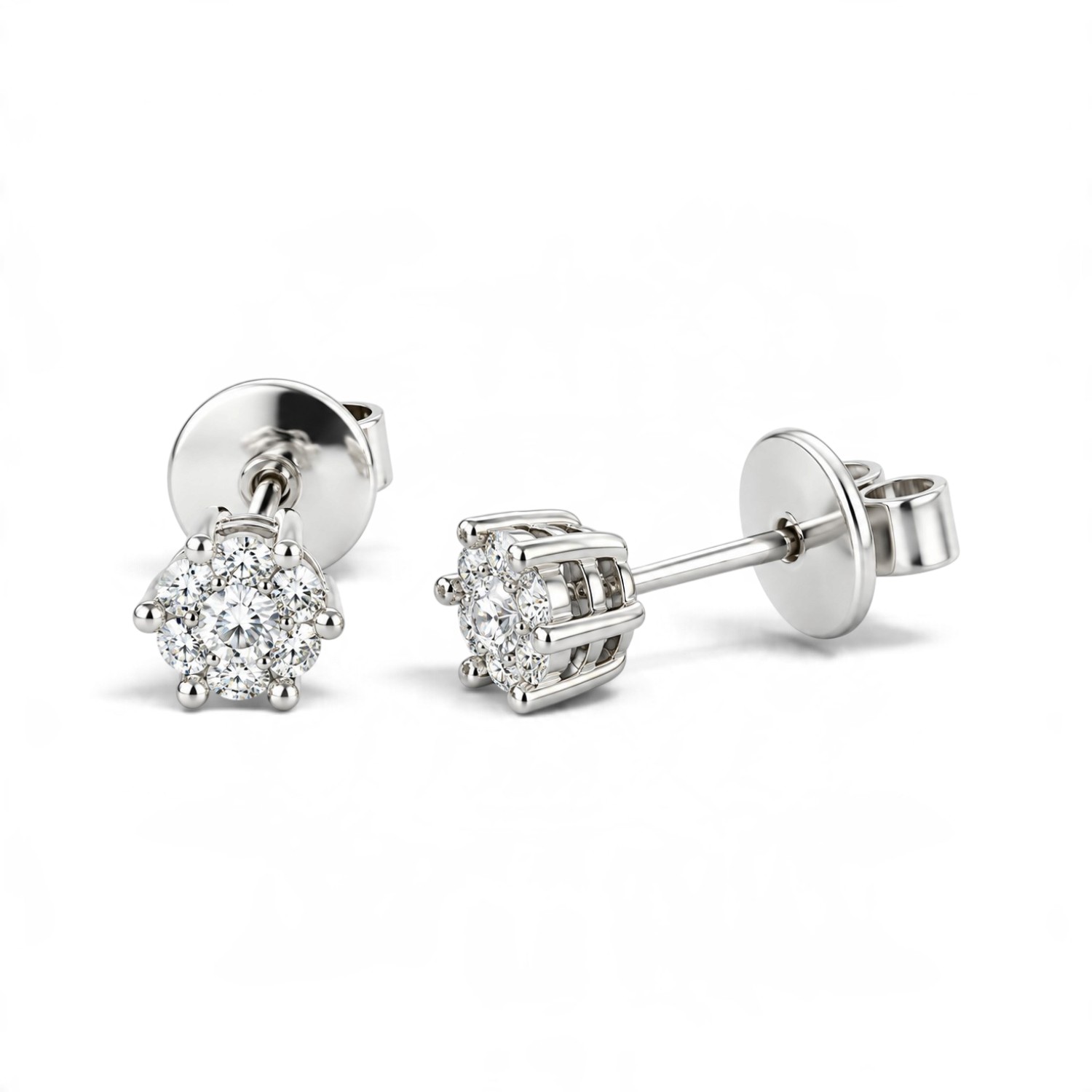 Schmidt Ohrstecker Damen 585 Weißgold mit 20 Brillanten 0,18 ct, Top Wesselton/SI, ca. 4,8 mm