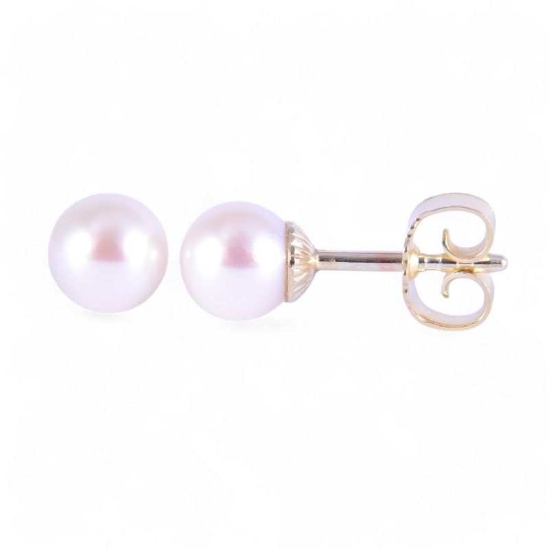 Schmidt Ohrstecker für Damen 585 Gold, Akoya-Zuchtperle 5,54mm, weiß & gold
